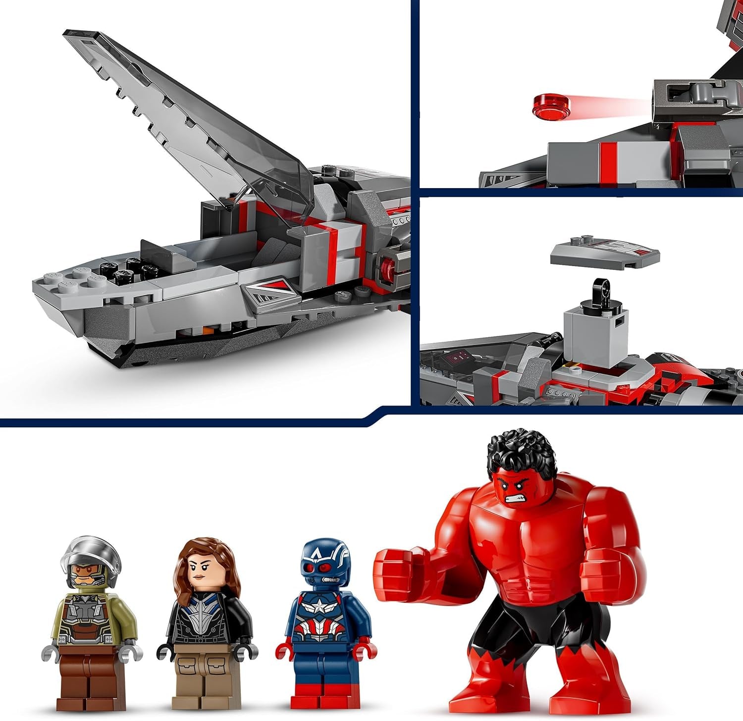 LEGO Marvel-opgør mellem Captain America og Red Hulk Kids, gavebyggeligt jetsæt, superheltelegetøj til drenge og piger 8 år gammelt eventyrbyggelegetøj 76292 Byggesæt Besuche den LEGO-Store
