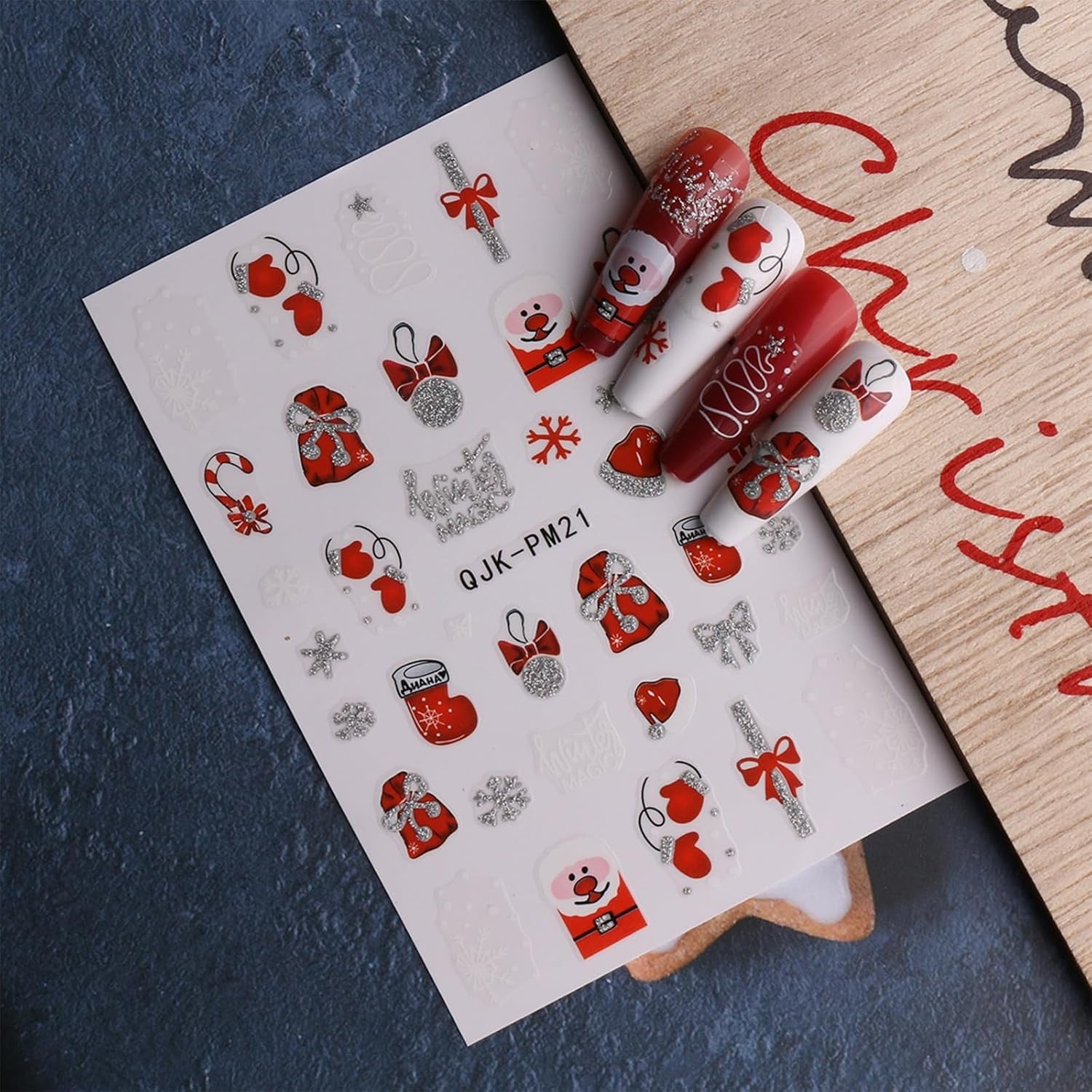 JMEOWIO Nagelsticker Glitzer Weihnachten 10 Blatt Nail Art Sticker Selbstklebend Nagelaufkleber Schneeflocken Winter Dekoration Nageldesign Zubehör