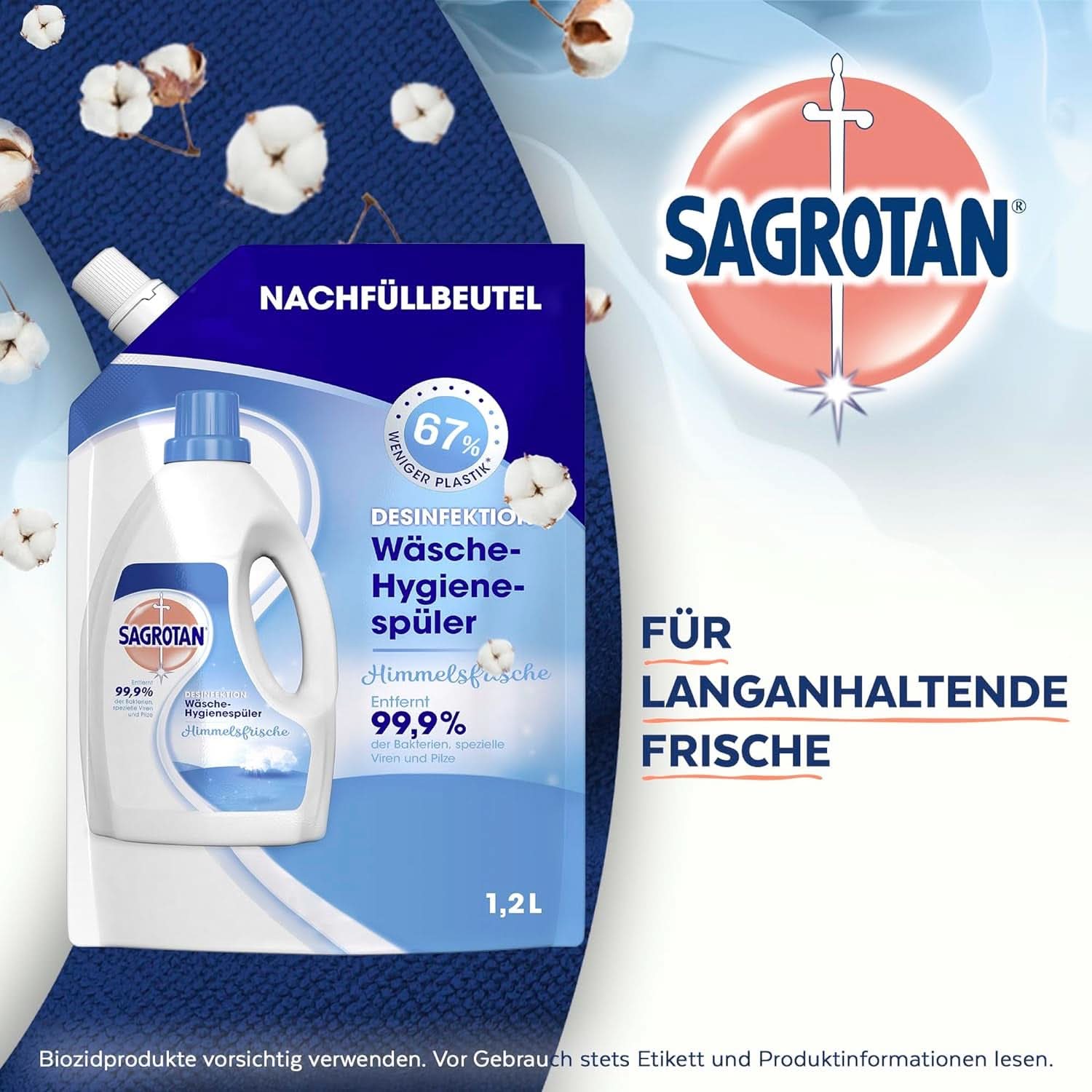 Sagrotan Vaskemiddel til vaskehygiejne Sky Fresh Refill - desinficerende effekt, til hygiejnisk rent og frisk vasketøj Vaskemidler Naty Shop