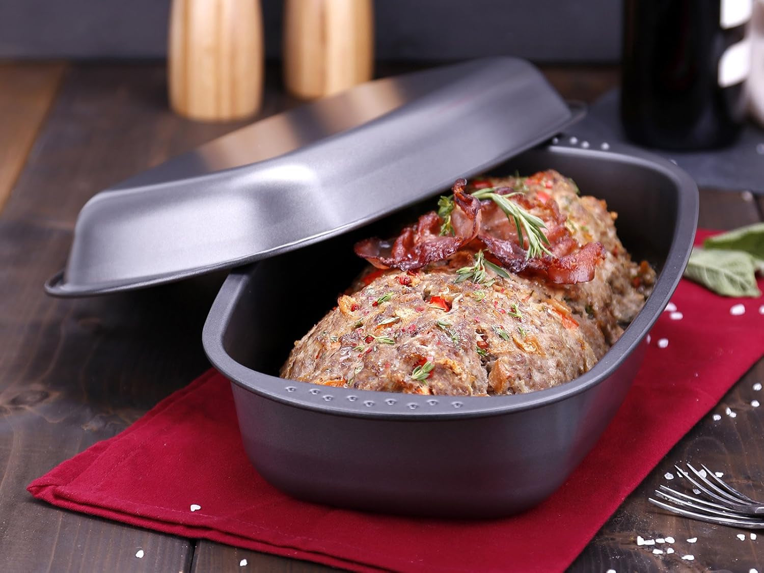 Chg 9942-04 Bratenform Mit Deckel, Antihaftbeschichte, Antracit-Metallic, 37 X 20 X 7 Cm Bageforme og plader Naty Shop