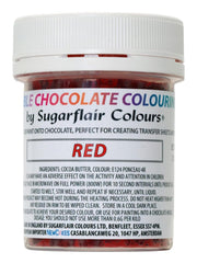 Colorant alimentar Sugarflair Chocolate Colorant alimentar pentru ciocolată roșie - Unt de cacao organic colorat, colorant ciocolată pentru colorarea ciocolatei, praline - 35g