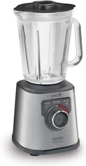 Krups KB403D Perfectmix + Hochleistungsstandmixer | 1.200W | 28.000 RPM | 2L glasbeholdere | 3 forudindstillede programmer | Powelix- Technologie | Edelstahl/Dunkelgrau Køkken Naty Shop Edelstahl/Dunkelgrau