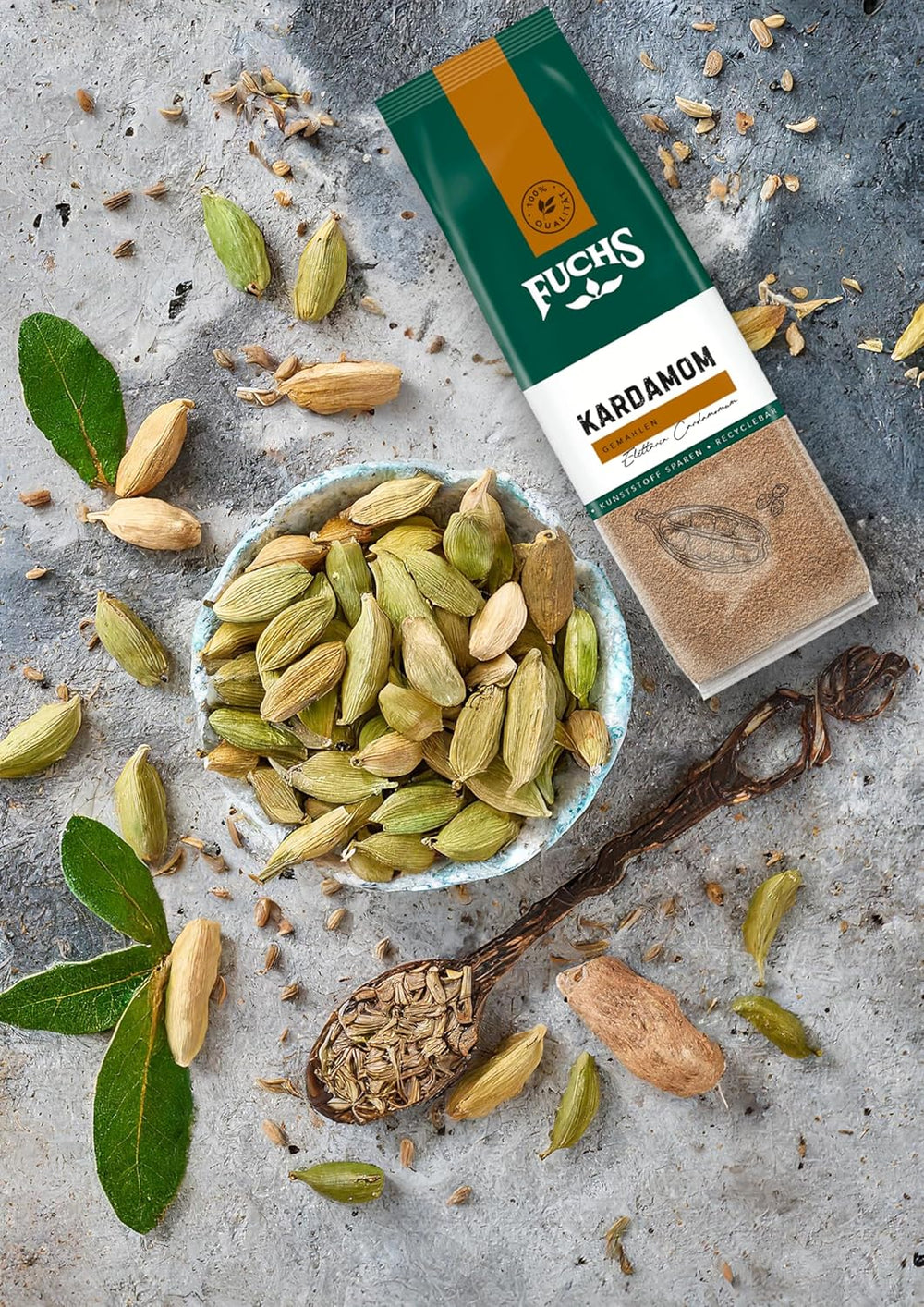 Fuchs Gewürze - Kardemomme gemahlen im recyclebaren Nachfüllbeutel - 50 g