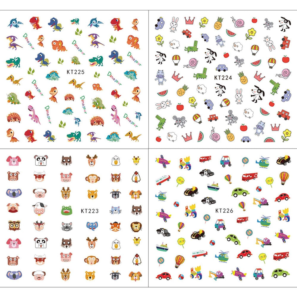 Autocolante de unghii pentru copii și fete, peste 600 de modele, animale, fructe, dinozauri, mașini, flori, autoadezive 3D, autocolante pentru unghii pentru copii, petrecere de ziua de naștere, cadou de salon de unghii cu ceai și spa