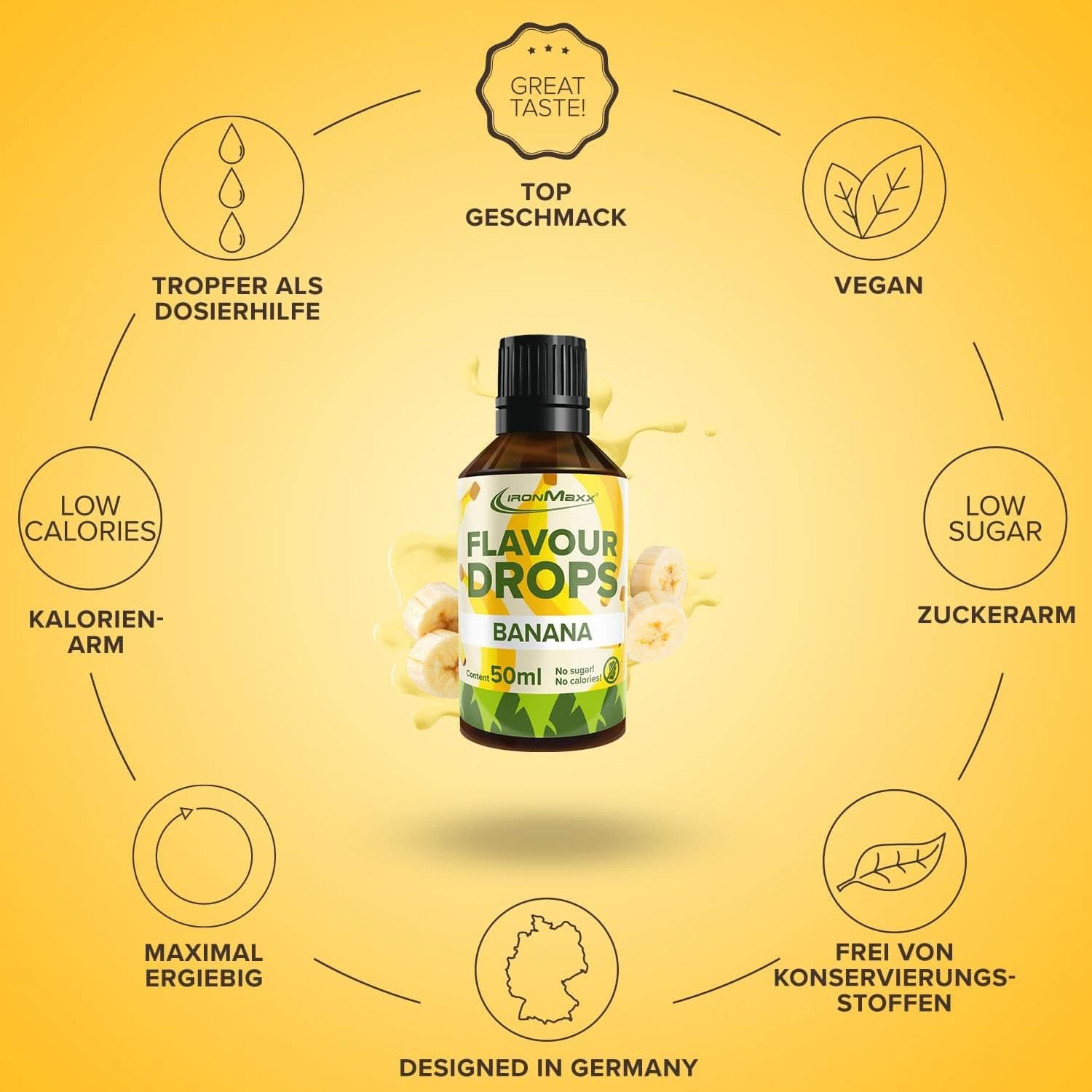 Ironmaxx Flavored Drops - Ingen kalorier og ingen sukker, 50 ml Flavours Naty Shop