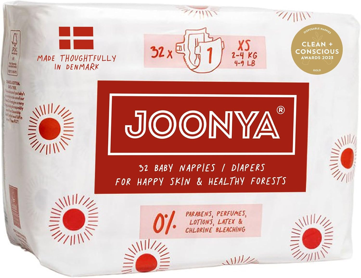 Babybleer, størrelse 3M (4-8 kg) - 1 pose med 28 - Ingen skadelige stoffer, miljøvenlig, højabsorberende, velegnet til natbrug, ultratynde og bløde - Fremstillet i Danmark