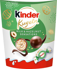 Kinder Milk & Hazelnut Sensations-kugler 90g - Mælkechokoladekugler med cremet mælkefyld og hasselnøddestykker - Påskechokolade, påskeslik - Påskegave og souvenir