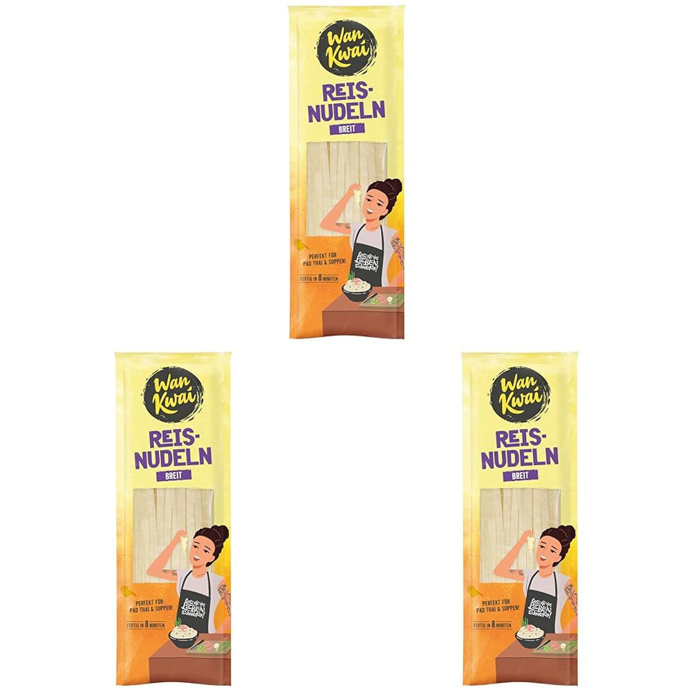 Wan Kwai Wide Rice Nudles 250g – Autentisk sort til Pad Thai, supper og mere. Vegansk og glutenfri. Klar på 8 minutter.