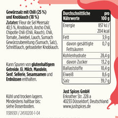 Just Spices Chili Hvidløg Salt I Gewürzmix, der zu allen Gerichten schmeckt I Gewürzdose, 55 g