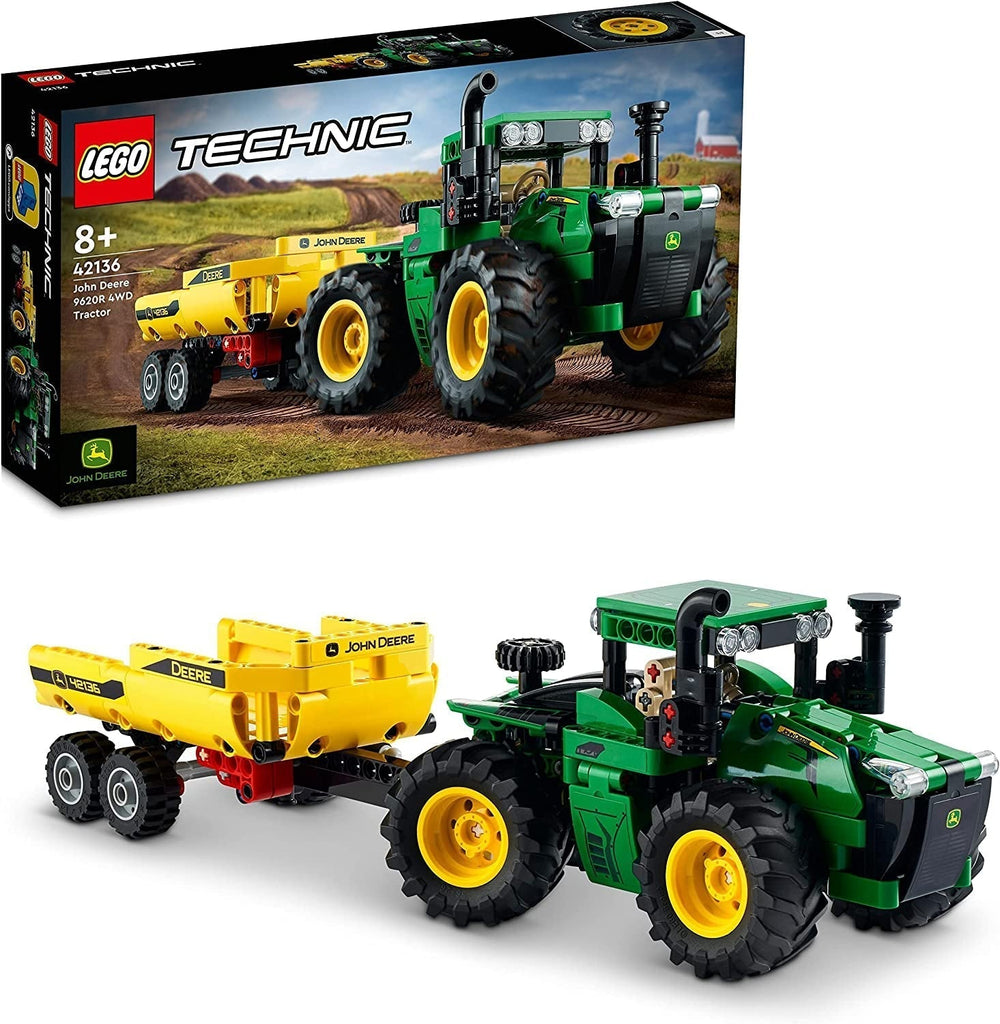LEGO Technic John Deere 9620R traktor 4WD med tipvogn Klassisk landbrugslegetøj til børn Drenge og piger 8 år gammelt samlermodelsæt 42136 byggesæt Besuche den LEGO-Store Single