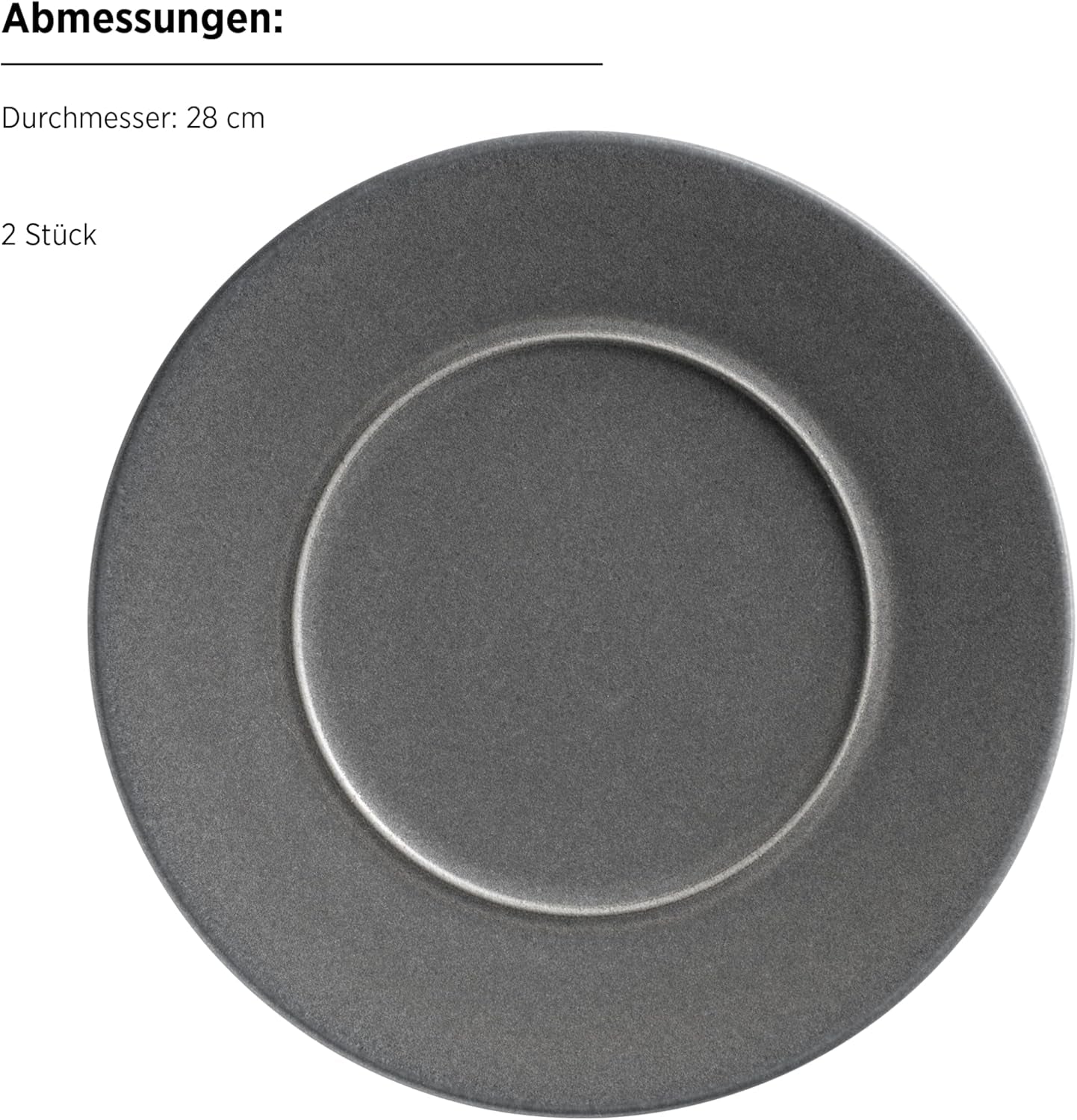 MÄSER Seria Unico, Set de veselă pentru 2 persoane, Atemporal, Elegant, Serviciu de masă din ceramică cu 8 piese, Gresie, Antracit