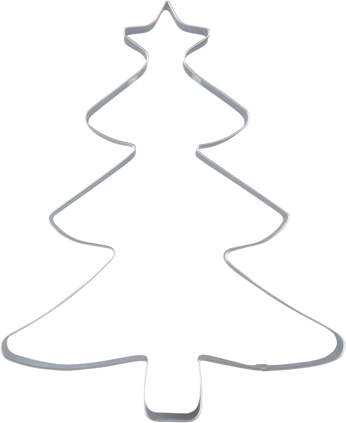 Formă de biscuiți Zenker XL pentru Crăciun – Formă de biscuiți în formă de brad de Crăciun pentru biscuiți delicioși și dulci – Formă de biscuiți 2 în 1 și cadru de copt din oțel inoxidabil, argintiu
