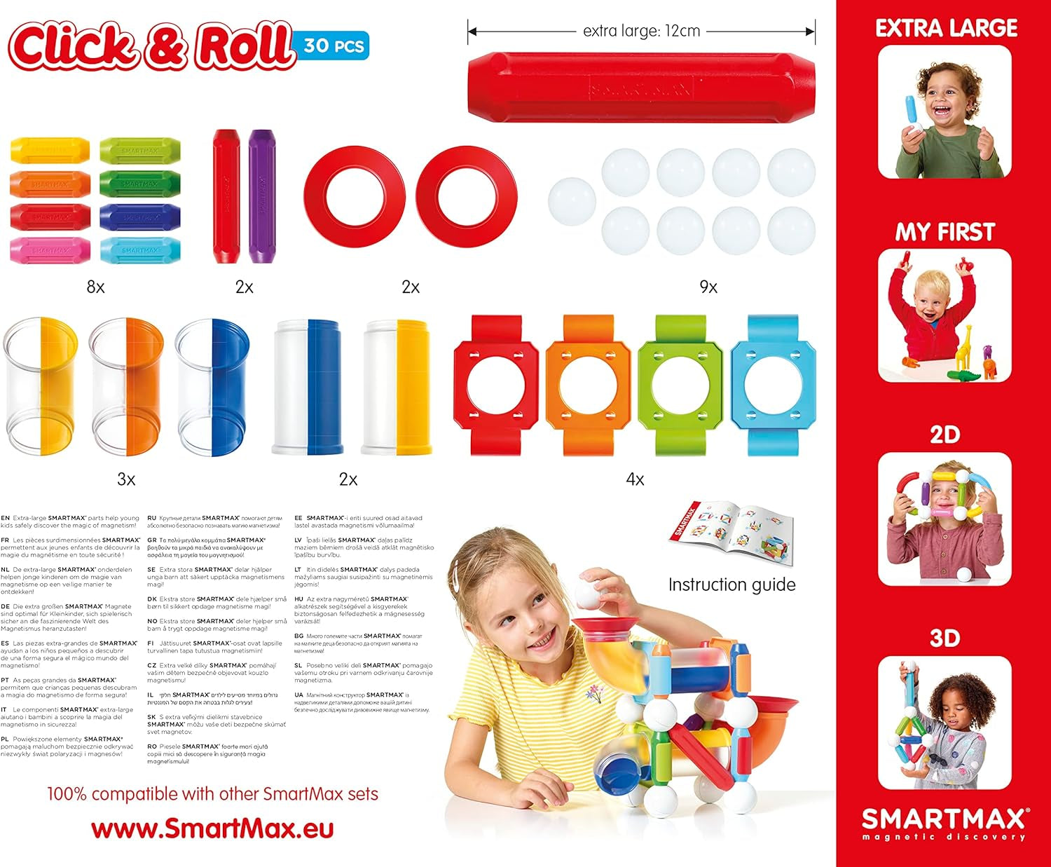 SMX404 Magnet-Konstruktionsbaukasten, 3 år til 99 år, Mehrfarbig, Pequeño