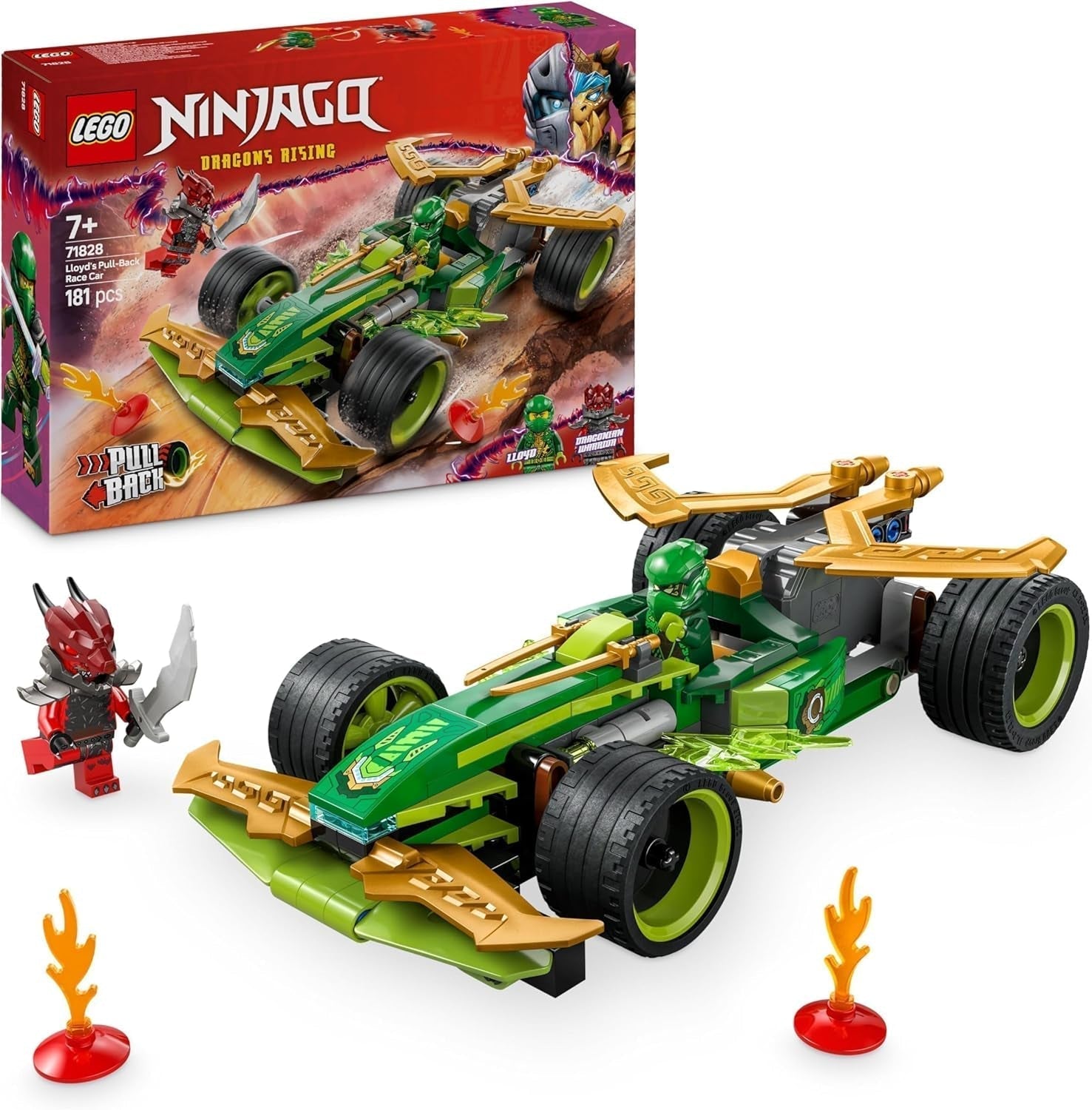 LEGO NINJAGO Lloyd's Action Speedster - Legetøjsbyggebil med 2 minifigurer til rollespil, byggelegetøj til børn - Gave til drenge og piger 7 år 71828 Byggesæt Besuche den LEGO-Store Standardtitel