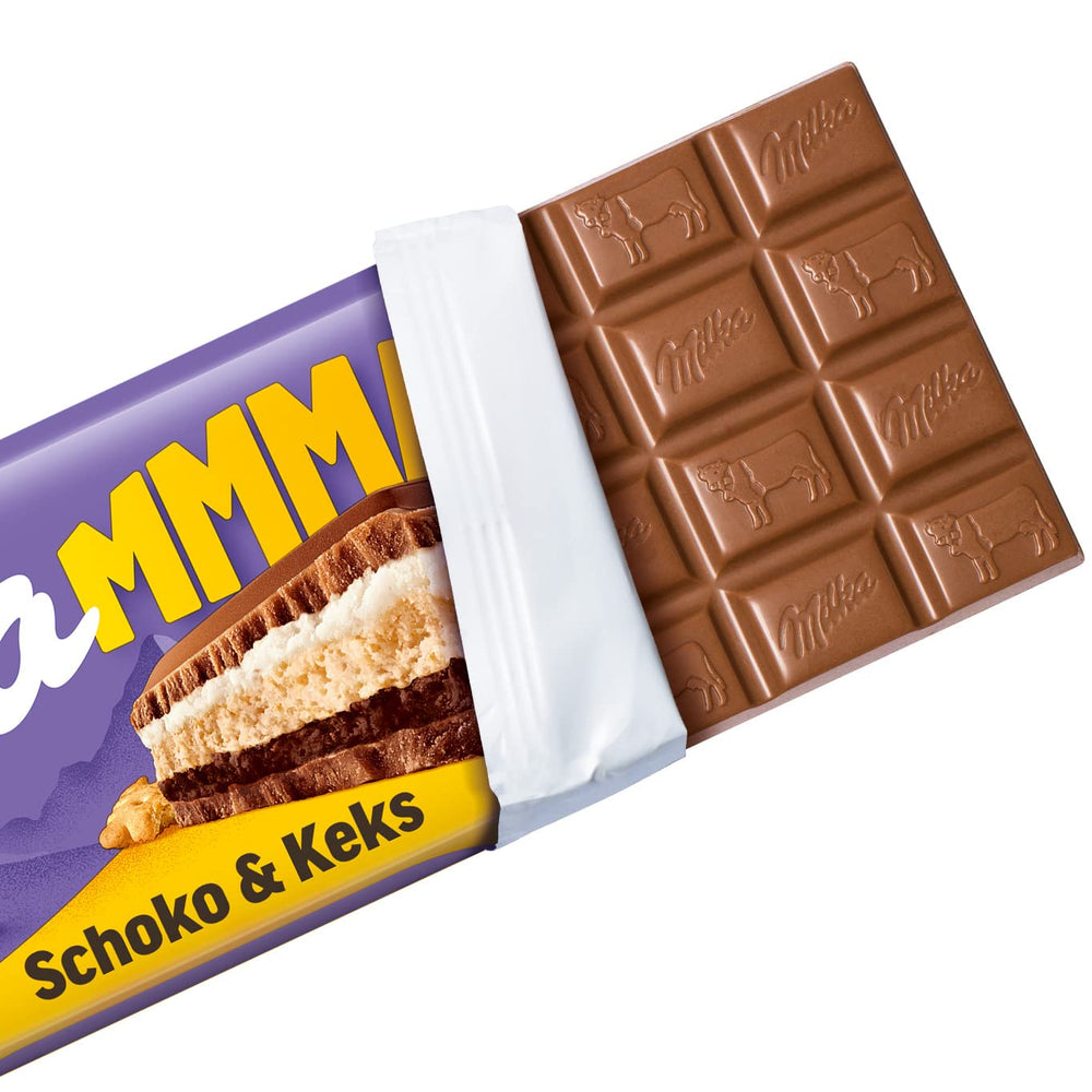 Milka Mmax chokolade og kiks – Alpine mælkechokolade med mælkecremefyld og sprøde stykker kiks – 300g