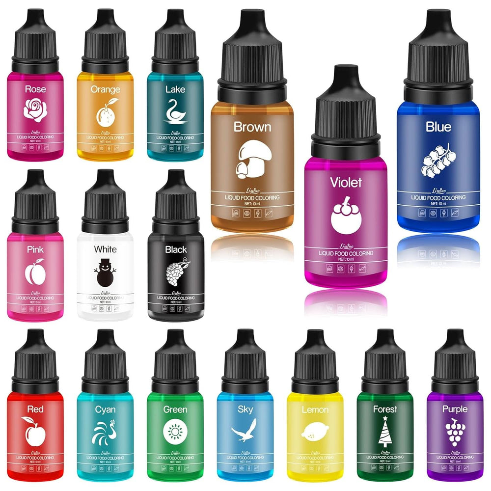 Koncentrerede flydende madfarver til kager Naty Shop 16 x 10 ml