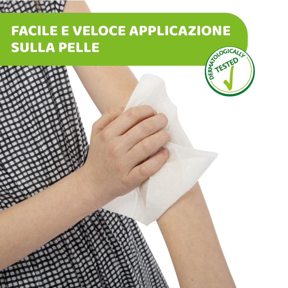 Chicco NaturalZ Protective Wet Wipes, Pakke med 20. Naturlig sommerbeskyttelse med citrongræs og eukalyptus, dag- og natbeskyttelse.