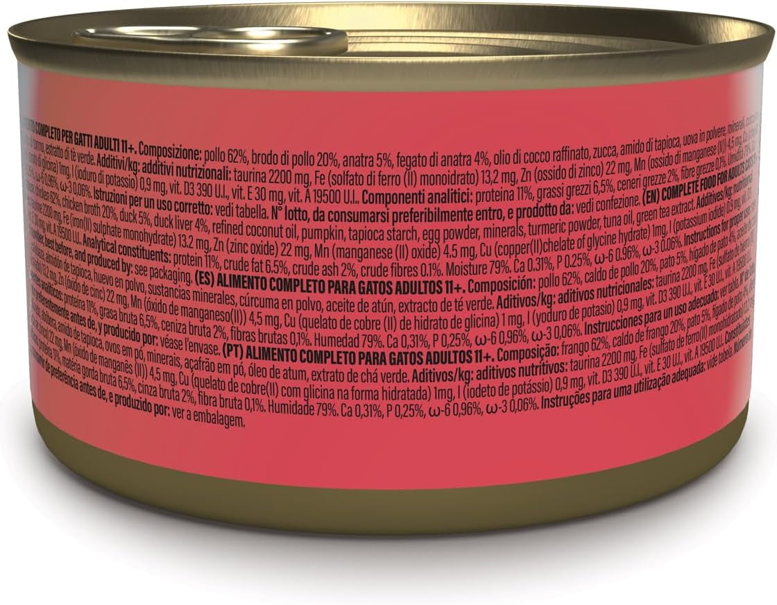 Silver, Pui cu Mousse de Rață și Fileuri, Hrană Umedă Completă pentru Pisici Senior, Fără Cereale, Suport Imunitar, Sursă de Umiditate, 12 x 70g