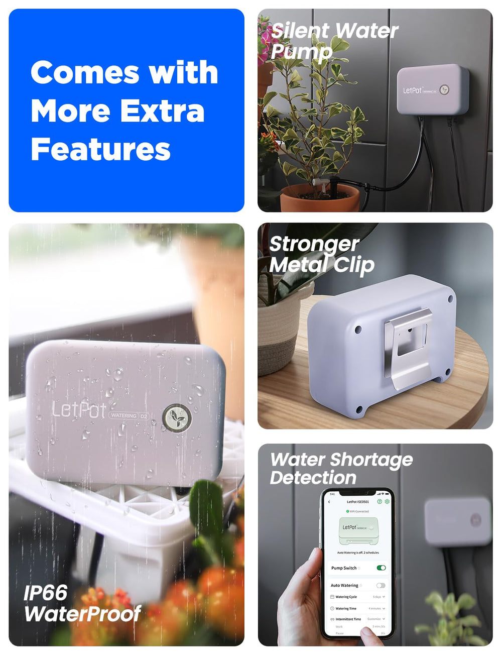 WiFi automatisk indendørs vandingssystem, app-fjernbetjeningsvandingssystem til 10 potteplanter, automatisk drypvandingssæt, stueplantevanding (grå) (grå, gen-3)