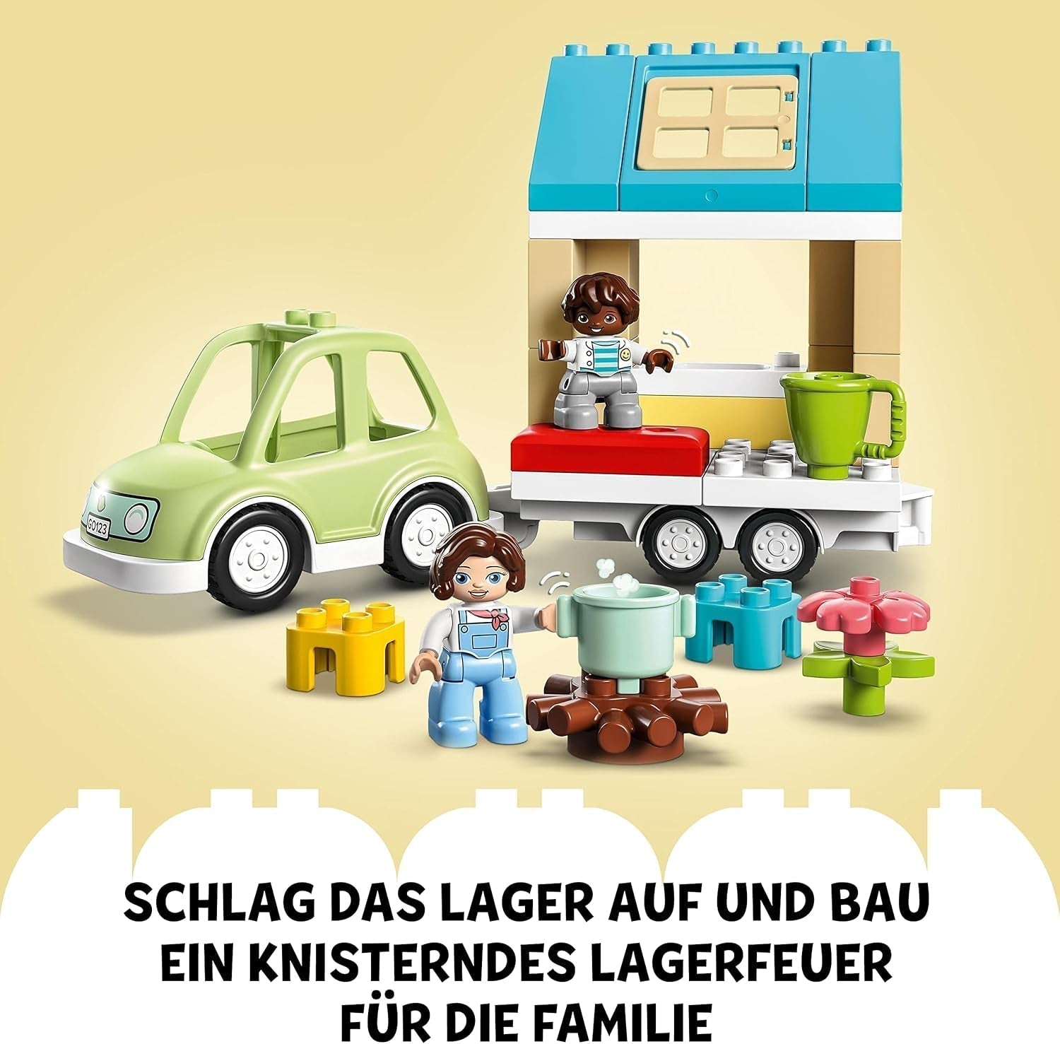 LEGO 10986 DUPLO At Home On Wheels, legetøjsbil med store klodser, figurer og legetøjsbil til drenge og piger fra 2 år, udvikler finmotorik Byggesæt Besuche den LEGO-Store