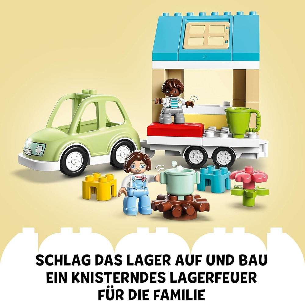 LEGO 10986 DUPLO At Home On Wheels, legetøjsbil med store klodser, figurer og legetøjsbil til drenge og piger fra 2 år, udvikler finmotorik Byggesæt Besuche den LEGO-Store