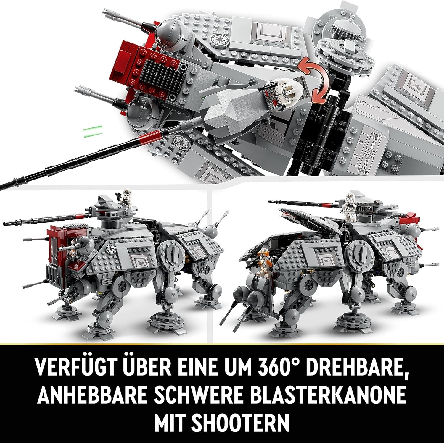 LEGO Star Wars At-Te Walker mobilt legetøjsmodel minifigursæt med 3 klontroopers, kampdroider og dværgedderkop-droid 75337 byggesæt Besuche den LEGO-Store