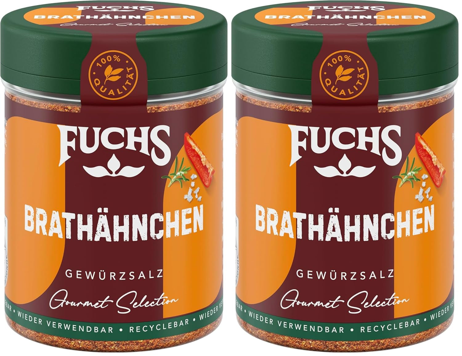 Fuchs Gourmet Selection Klassisch/Heimisch – Bratkartoffel Gewürzsalz, nachfüllbares Kartoffel Gewürz, Salz zum Würzen von Brat- & Ofenkartoffeln, Pommes Frites & Co, vegansk, 70 g