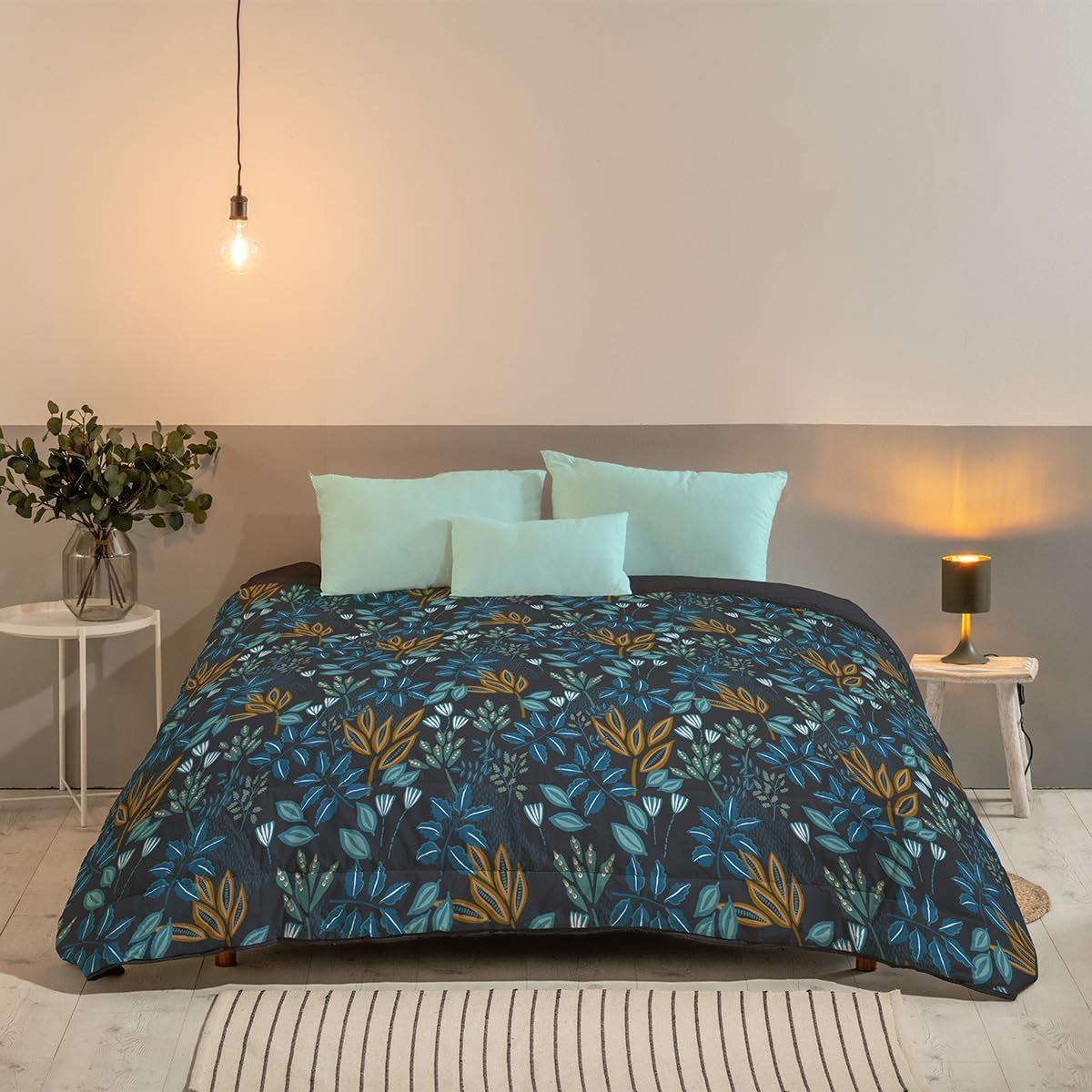 Bleu Câlin Trykt 1 person Hermance quilt, polyester, blå/grå, 140 X 200 Cm Dyner og dyner Naty Shop Blå/grå 220X240 Cm