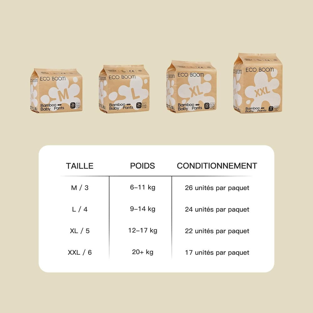 ECO BOOM Bamboo Babybleer - Størrelse 6 (20 kg), Plantebaserede Pull-Up bleer (17 stk) - Premium økologiske, parfumefri, hudvenlige, superabsorberende