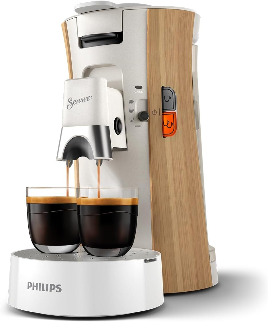 Espressor cu capsule PHILIPS Senseo Select - Intensity Plus, cu funcție Memo pentru 3 specialități de cafea, Crema Plus, produs ecologic, de înaltă calitate, alb mătăsos (CSA240/05)