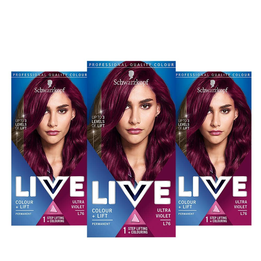 Schwarzkopf LIVE U67 Blue Mercury, 100 ml Vopsea pentru par Naty Shop L76 Ultraviolet 3 bucăți (pachet de 1)