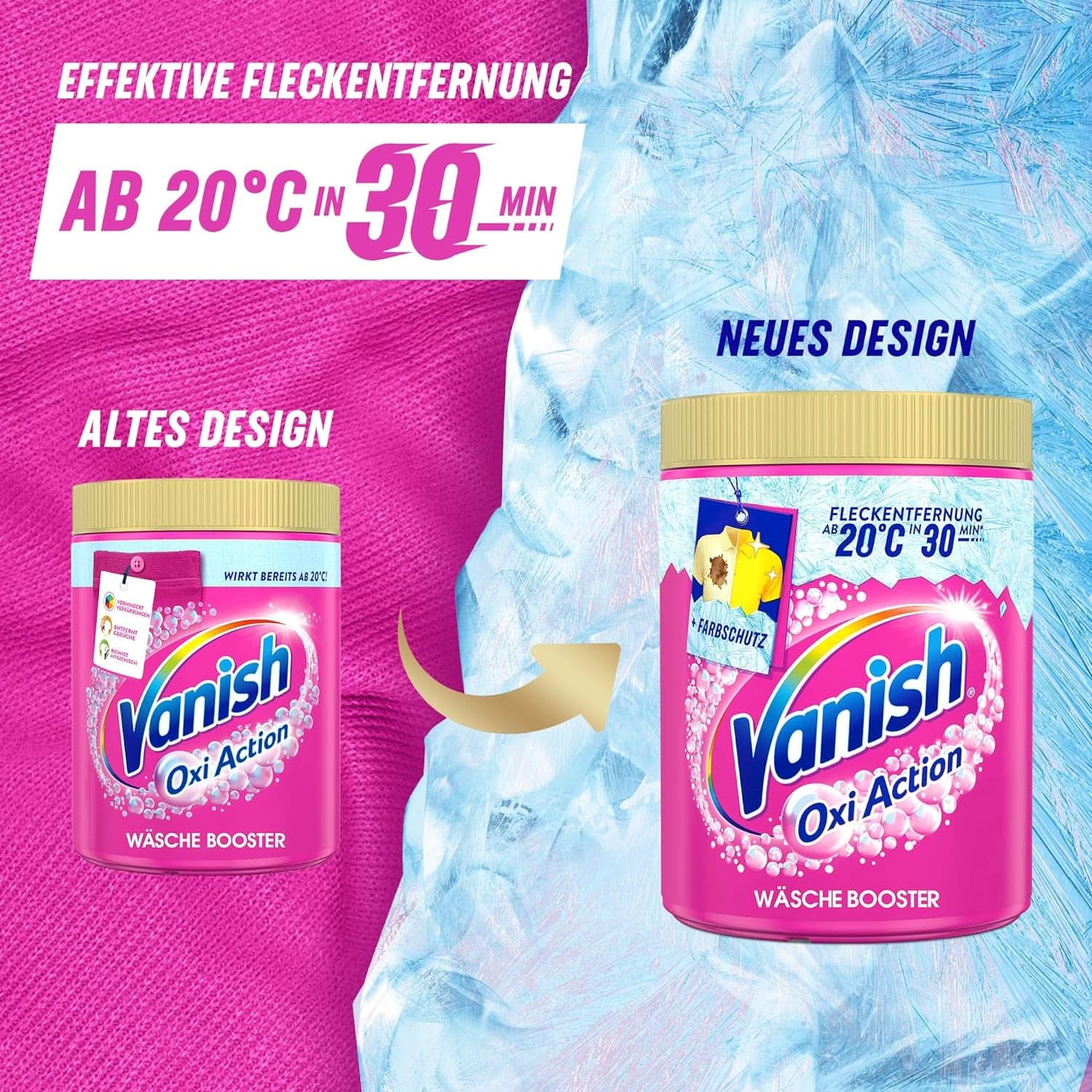 Vanish Oxi Action Powder Pink - 1.125 Kg - klorfri pletfjernelse og vasketøjsforbedringspulver - til farvet vasketøj Vaskemidler Naty Shop