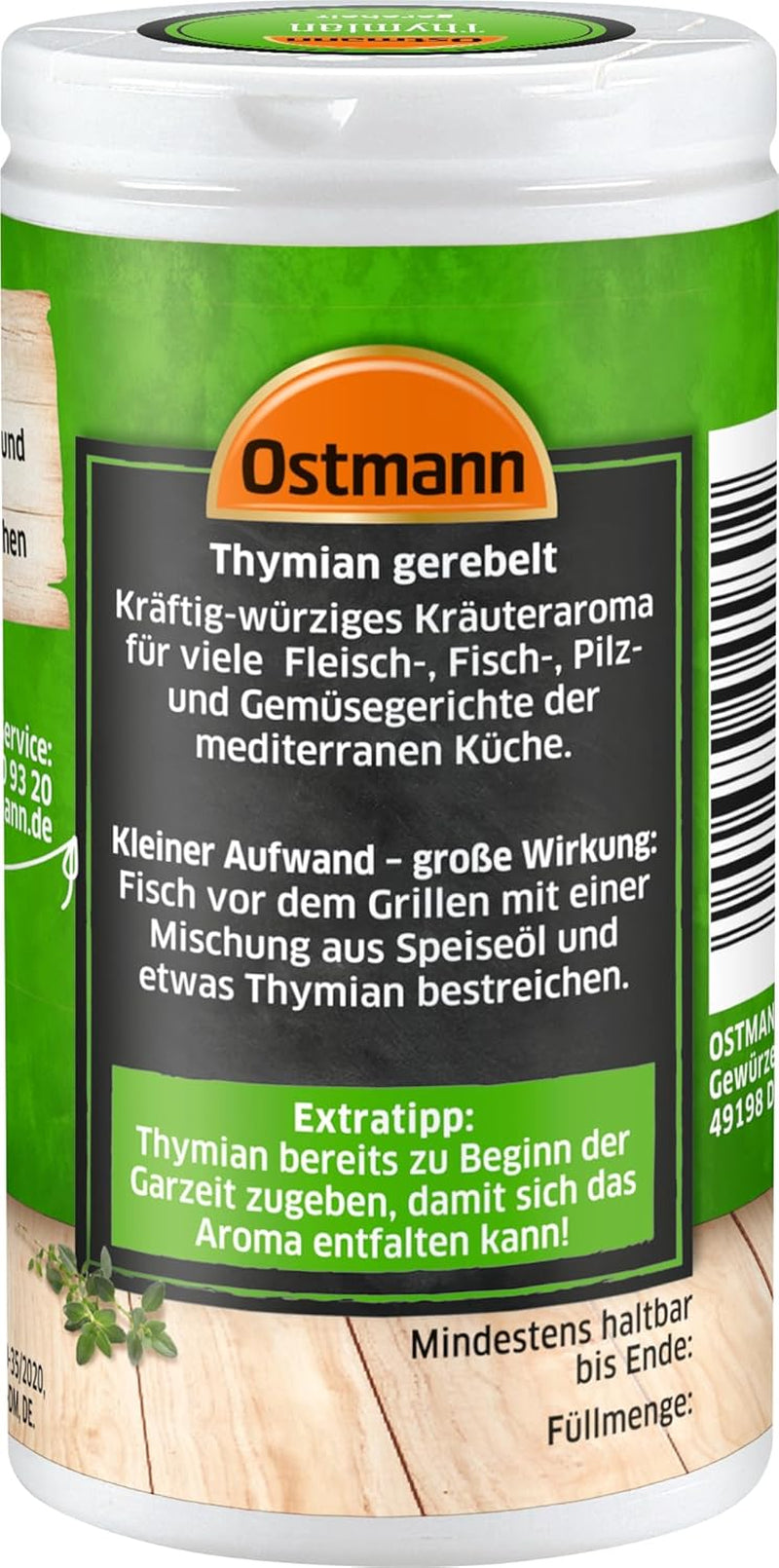 Ostmann Timian gerebelt 15 g Timian-Gewürz für viele Fleisch-, Fisch-, Pilz-, und Gemüsegerichte der Mediterranen Küche, Beløb: 1 Stück