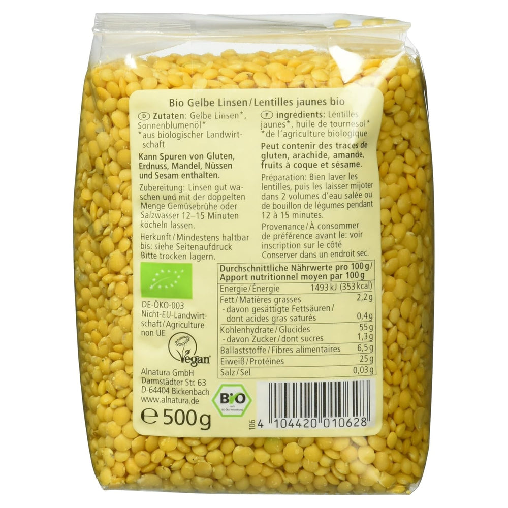 Økologiske gule linser, 500g