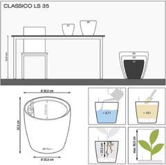 Jardinieră LECHUZA Classico Color LS gri ardezie cu sistem de irigare |Ø 35 × 32 cm|14281