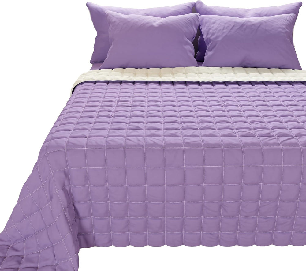 PETTI Artigiani Italiani - Cuvertură pentru pat single, cuvertură cu două fețe, cuvertură de primăvară, albastru miezul nopții, alb, 100% Made in Italy Plapumi si pilote Naty Shop Roz Dimensiune pat 180 (260 X270 Cm)