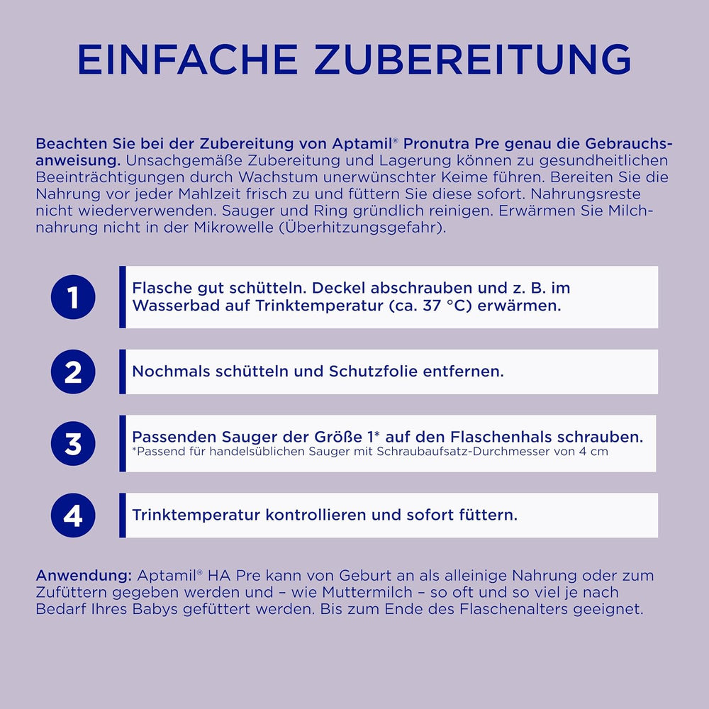 Aptamil HA Pre Ready to Drink – Hydrolyseret mælk til spædbørn fra fødslen – 4 x 2 x 90 ml
