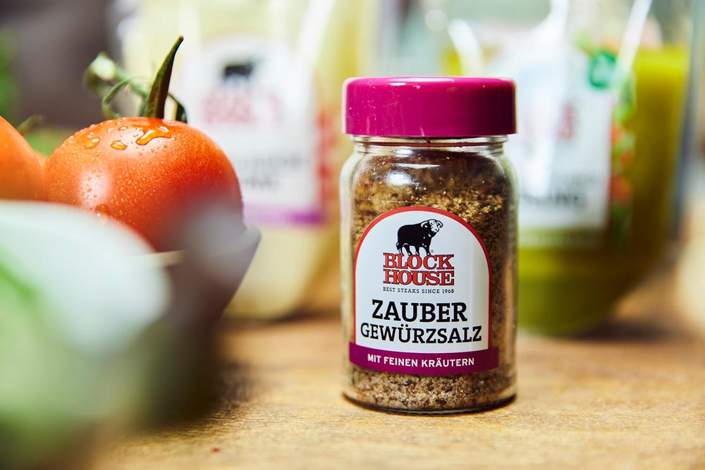 Block House Zaubergwürzsalz, Gewürzmischung für Fleisch, Fisch og Gemüse i Restaurantqualität, 280g Dose mit Streuaufsatz