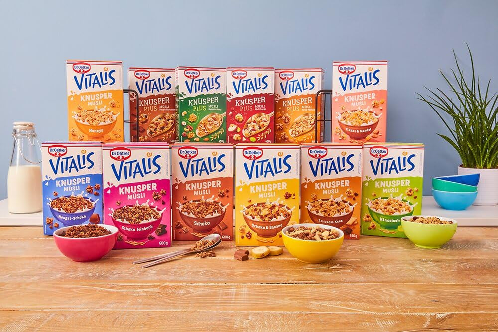 Dr. Oetker Vitalis Crunchy Honeys: Honey Crunchy Müsli til morgenmad og snacks, 5 stk. (5 x 600 g)