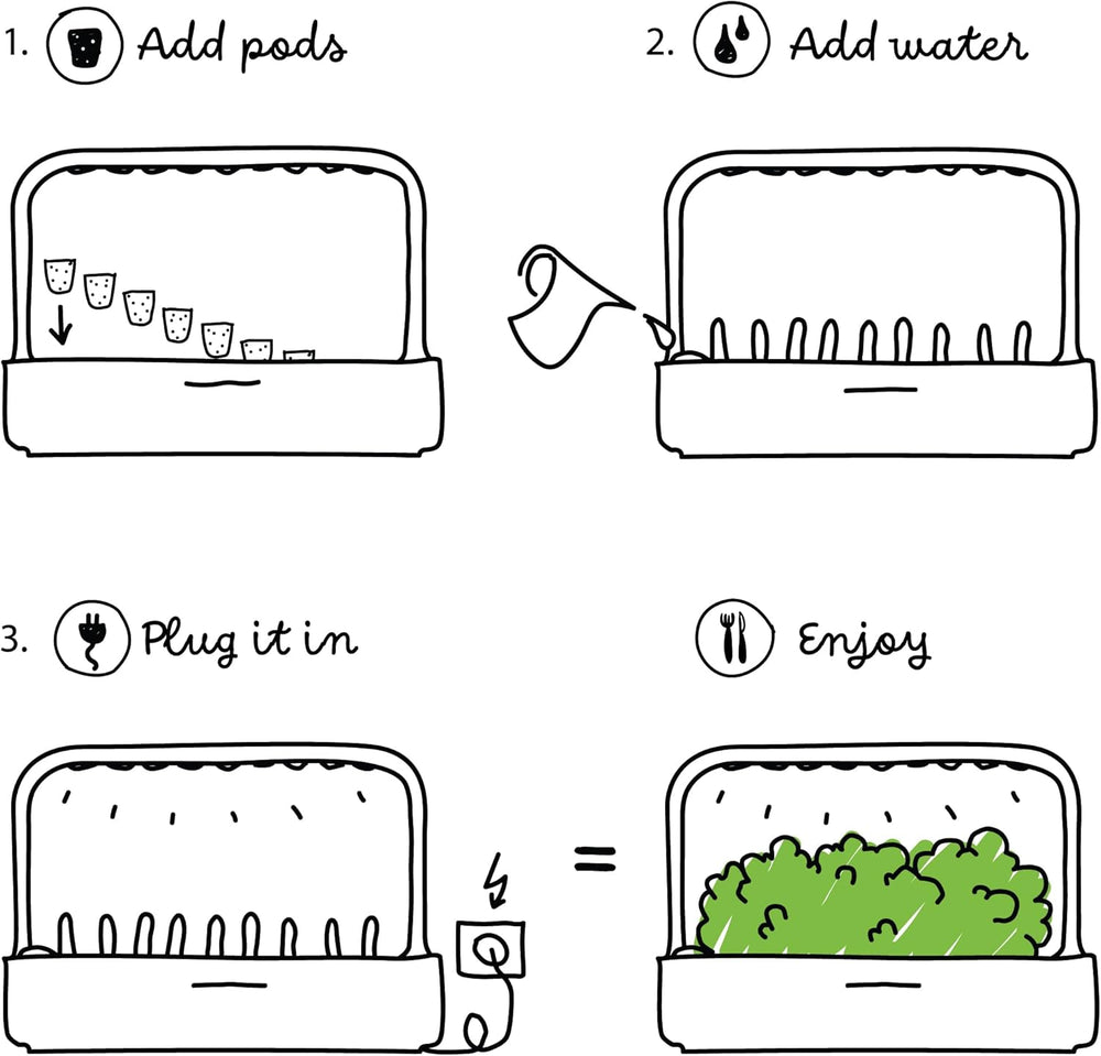 Klik og gro indendørs have, lettere end hydroponisk dyrkningssystem, LED Smart Garden, Urtehave, Indendørs drivhus med 9 plantekapsler inkluderet (hvid)