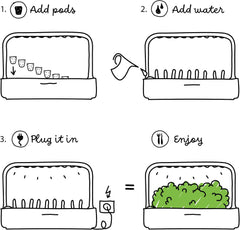 Klik og gro indendørs have, lettere end hydroponisk dyrkningssystem, LED Smart Garden, Urtehave, Indendørs drivhus med 9 plantekapsler inkluderet (hvid)