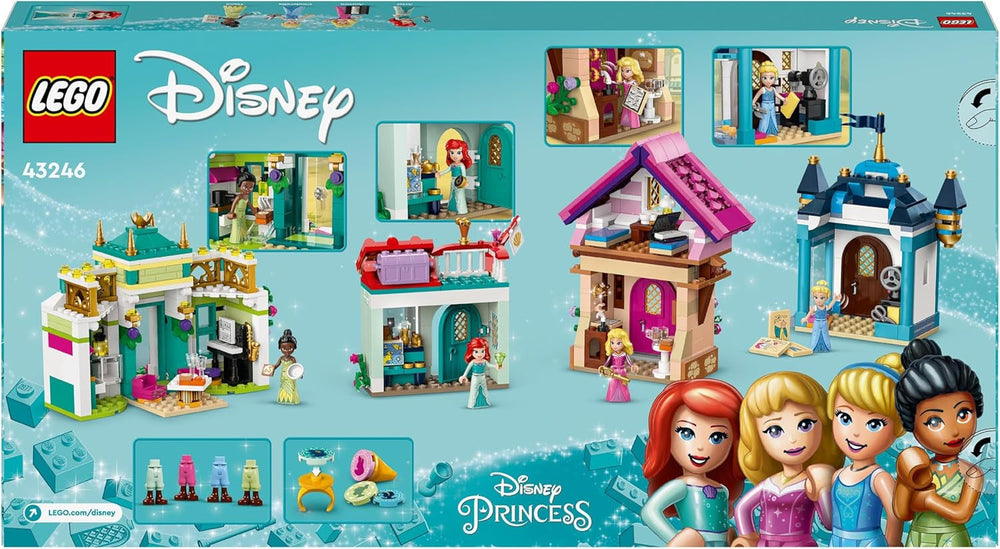 LEGO Disney Princess: Disney Princess Adventure Market, legetøjshus med 4 dukker inklusive Askepot og Ariel, Legesæt med skattekort, gave til piger og drenge fra 6 år 43246 Byggesæt Besuche den LEGO-Store