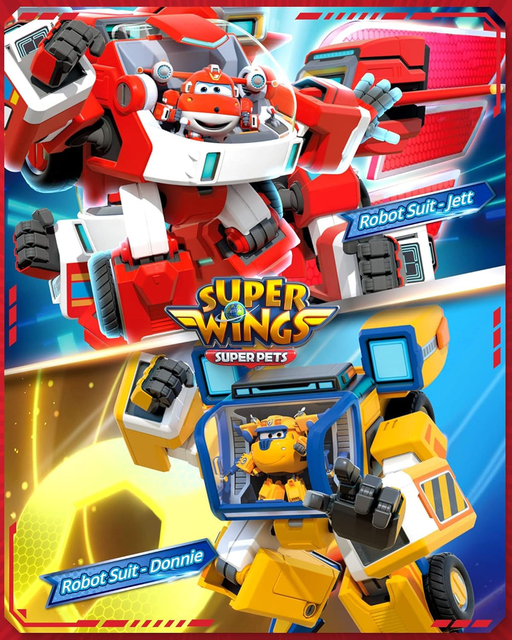 Super Wings Robot Toys - Jett Transformers Toy Cars Toy Trucks Avec Mini Jet Avion Jouets Pour Enfants 3 4 5 Ans, Red Action figures Naty Shop