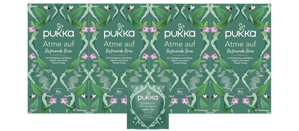 Pukka | Ceai din plante bio „Lemongrass &amp; Ginger” | Lemongrass, ghimbir și lemn dulce | 4 x 20 pliculețe de ceai