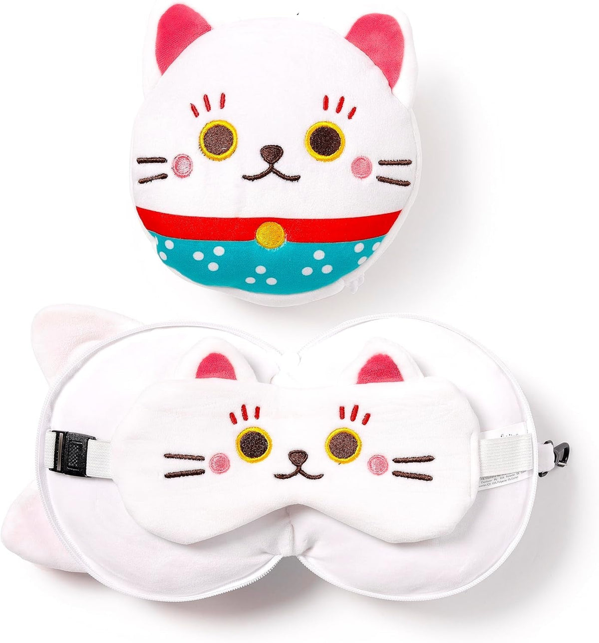 Pernă de călătorie cu mască Relaxeazzz - Maneki Neko pisica norocos farmec Perne calatorie Naty Shop Titlu implicit