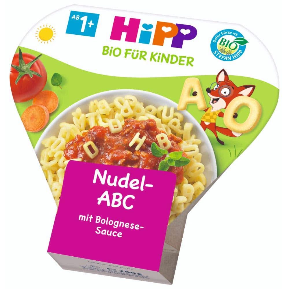 Hipp Kids Pasta Fun Flying ABC i Bolognese sauce, pakke med 6 (6 X 250 gram) Mor og Barn Naty Shop