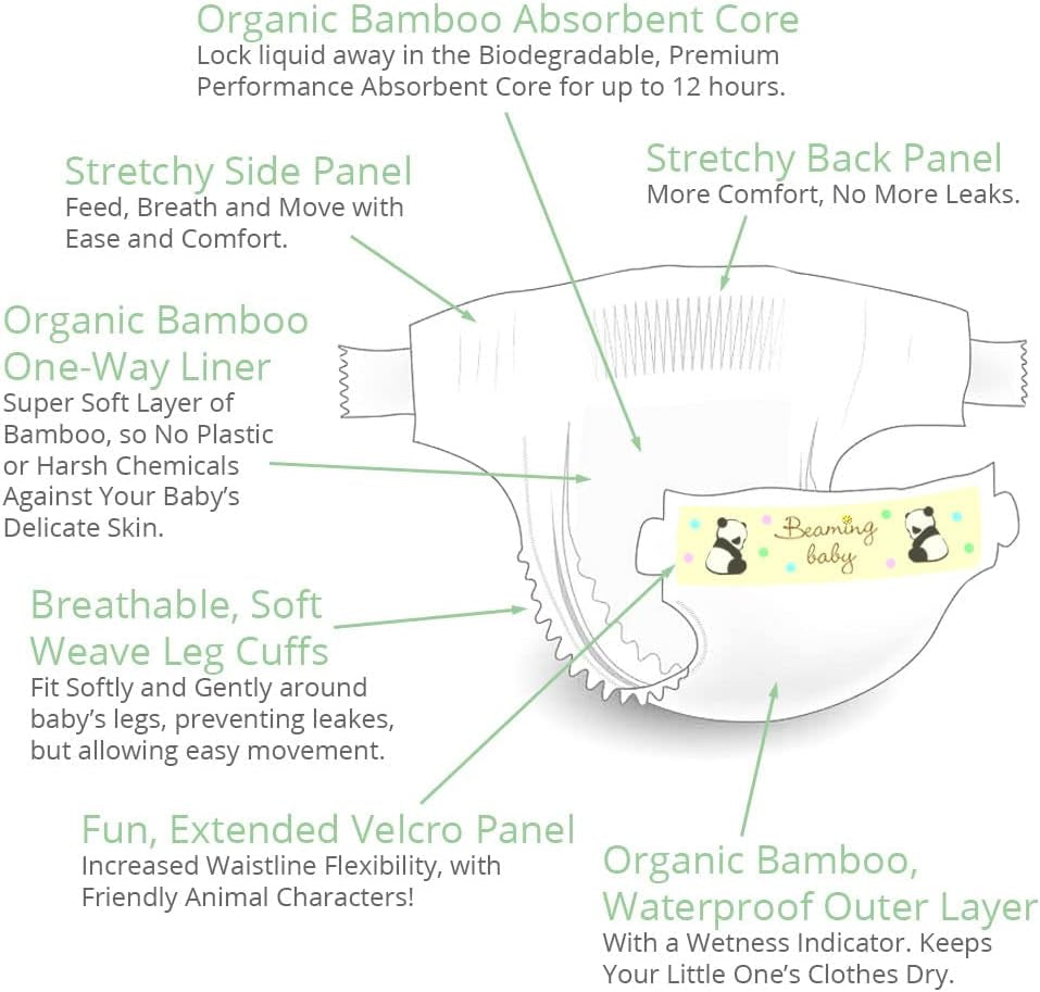 Økologiske bambusbleer Størrelse 6 Velegnet til 16+kg 20-pak bleer