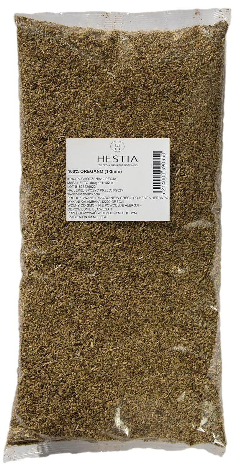 Hestia Urter Griechischer getrechtenter Oregano 500 g, Allergenfrei – Vegansk – GVO-frei