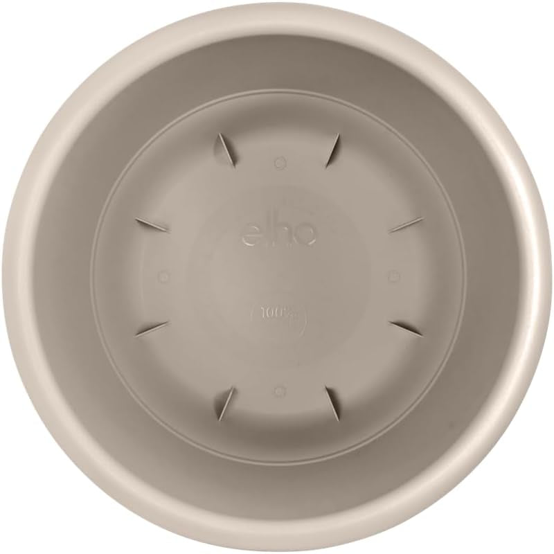 elho Amiga Round 30 - Ghiveci pentru flori pentru interior și exterior - 100% plastic reciclat - Ø 29,5 x H 20,2 cm - Bej/Bej Ciupercă