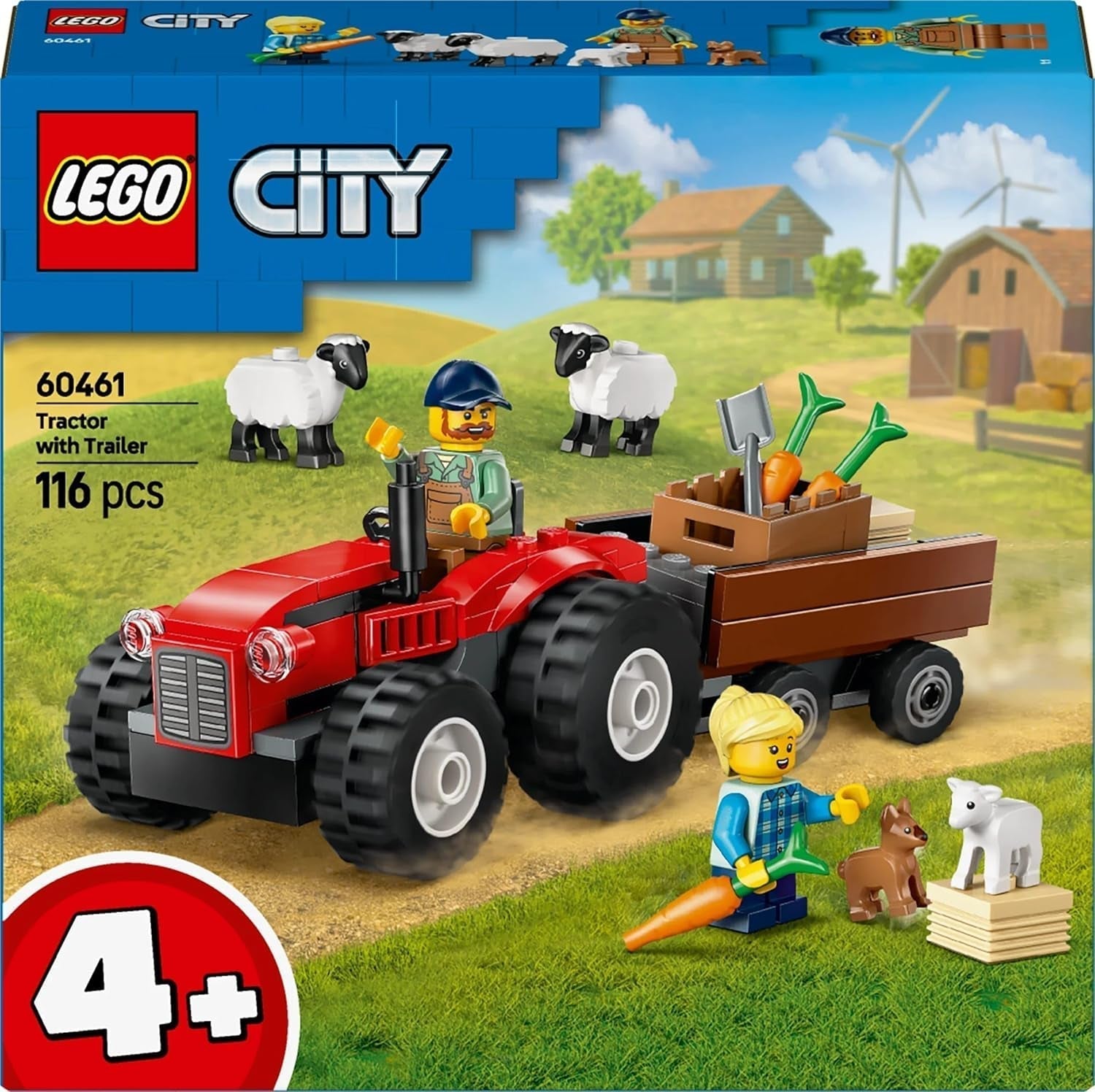 LEGO City traktor med trailer - Gårdlegetøj med traktor og dyrefigurer - Montessori legesæt til drenge og piger fra 4 år - gave med 2 minifigurer 60461 Byggesæt Besuche den LEGO-Store
